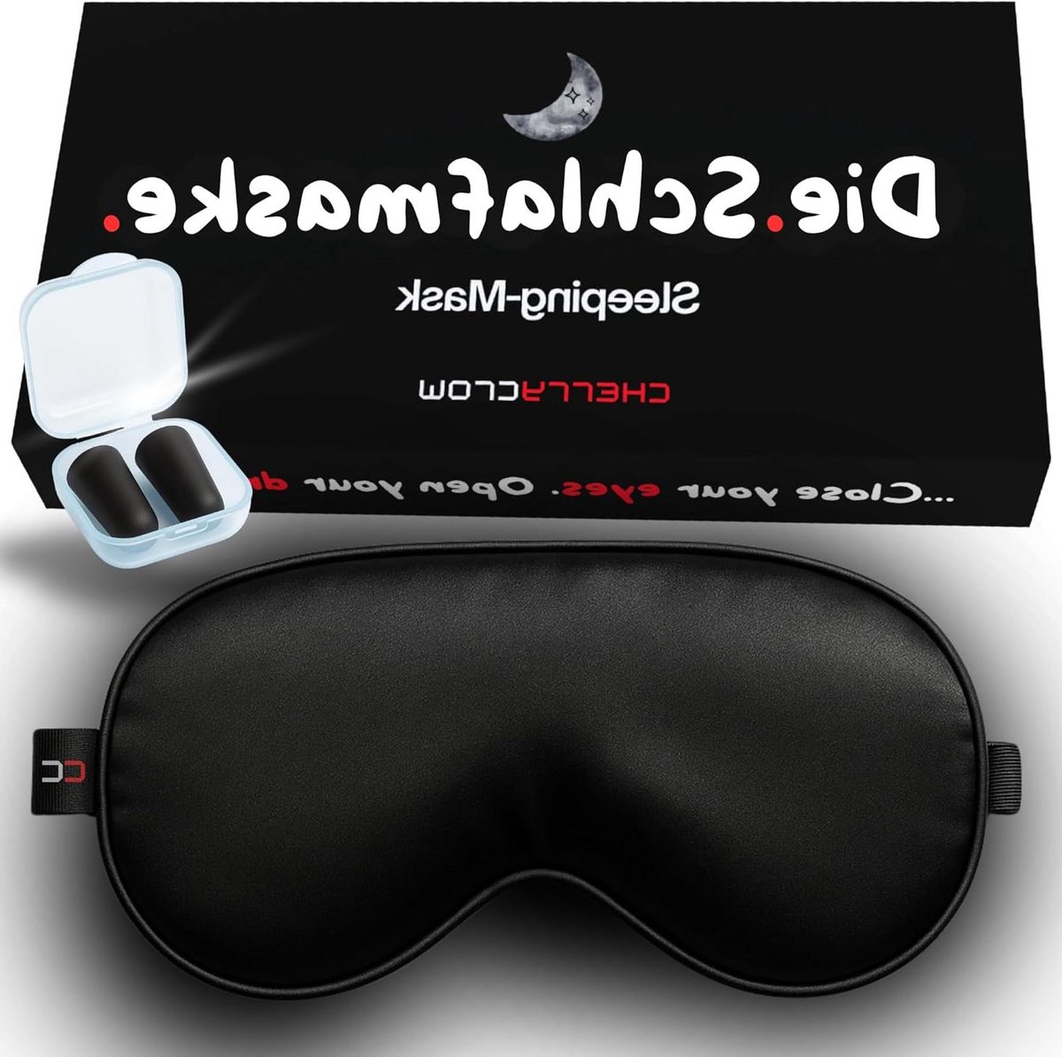 Slaapmasker - 100% Ademend & Zacht - Lichtdicht met Oordopjes - Zwart