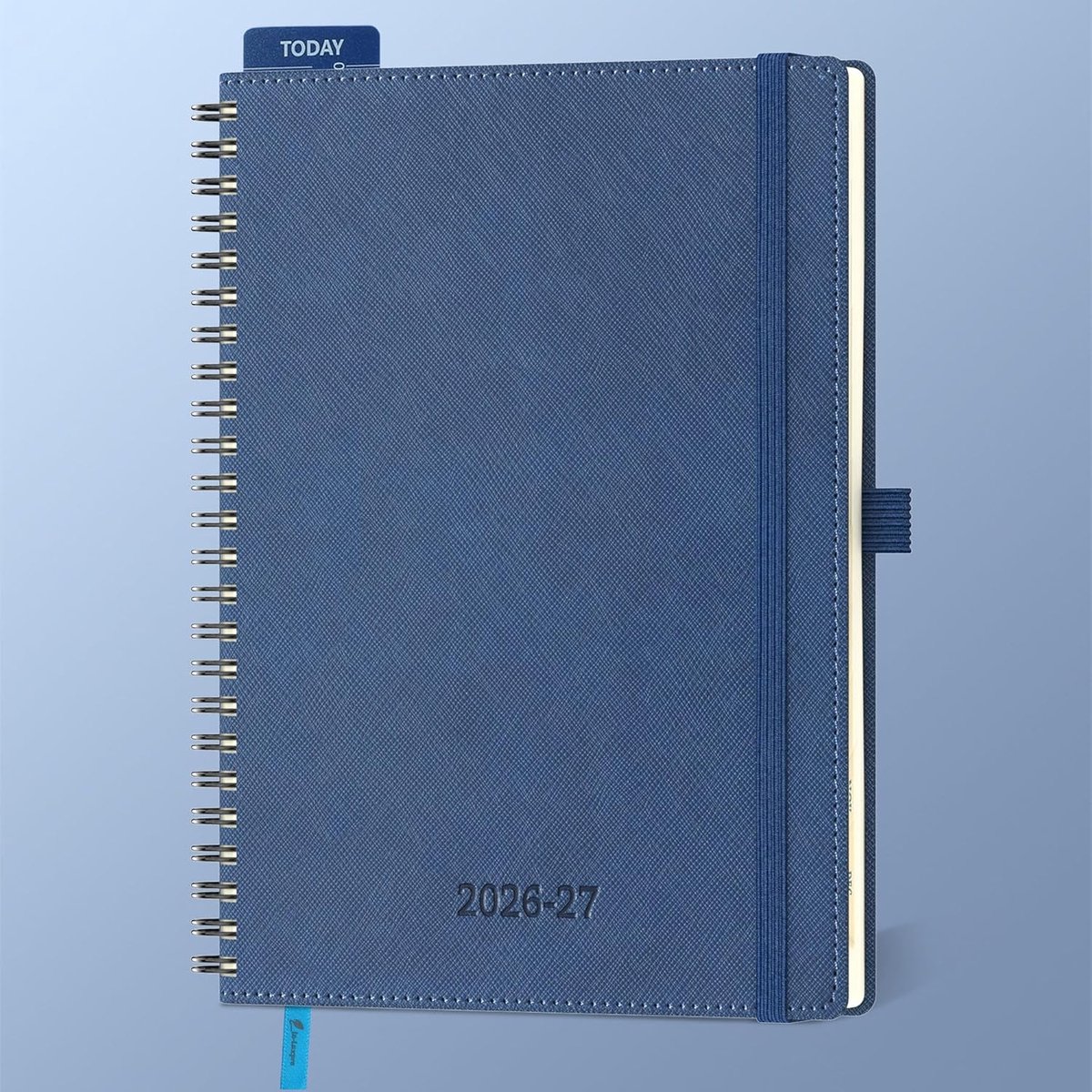 Thijox - Agenda 2026 2027 Weekplanner A5 Notitieboek - 18 Maanden Horizontale Planner - Zachte PU-Leren Spiraal - Donkerblauw - Perfect voor Studie en