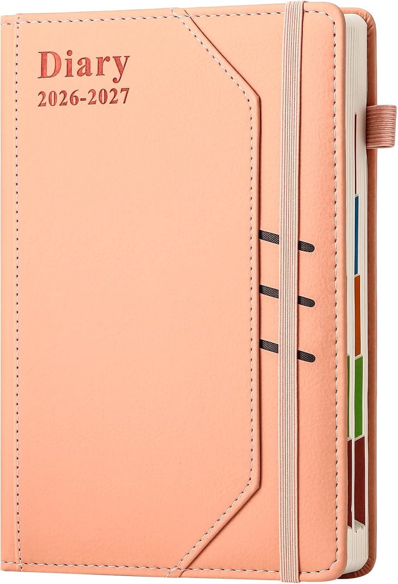 SnelShoppen - Academisch Dagboek 2026 2027 Pagina per Dag A5, Halfjaardagboek, Dagelijkse Planner, Productiviteitsdagboek met Zak, Roze, Juli 2026 tot