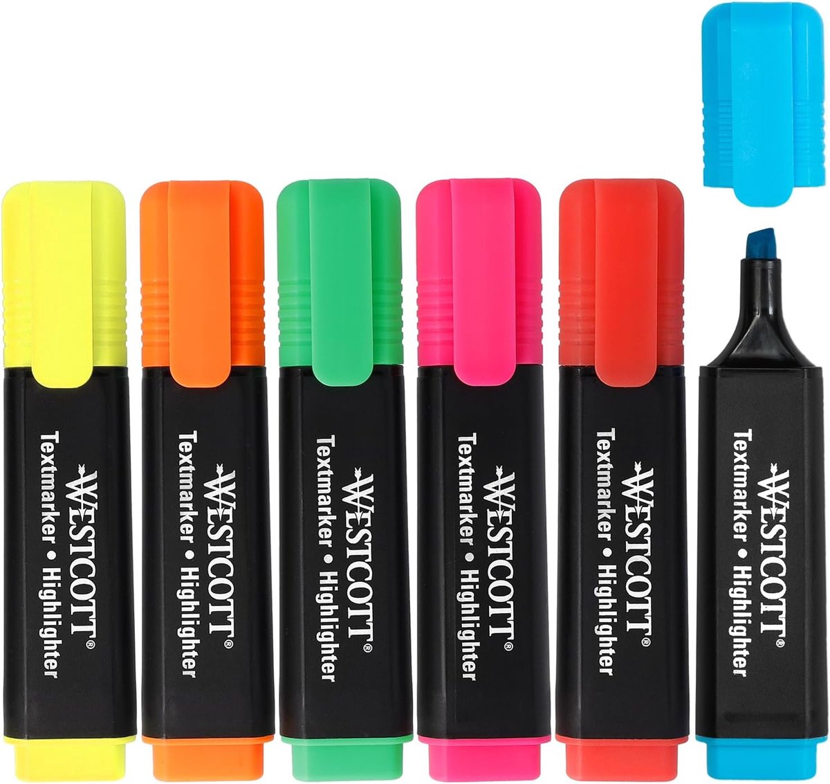 Thijox - 6-delige set highlighter markers, premium markeerstiften in heldere kleuren, 2-5 mm lijndikte, ideaal voor school, kantoor en creatief gebrui