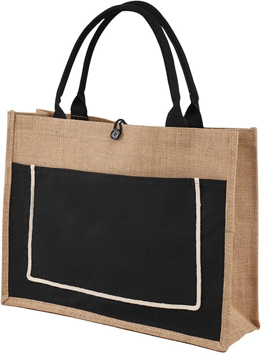Beige katoenen tote bag, herbruikbare boodschappentas, gepersonaliseerde jute tas voor dagelijks gebruik, strand, boodschappen en picknicks