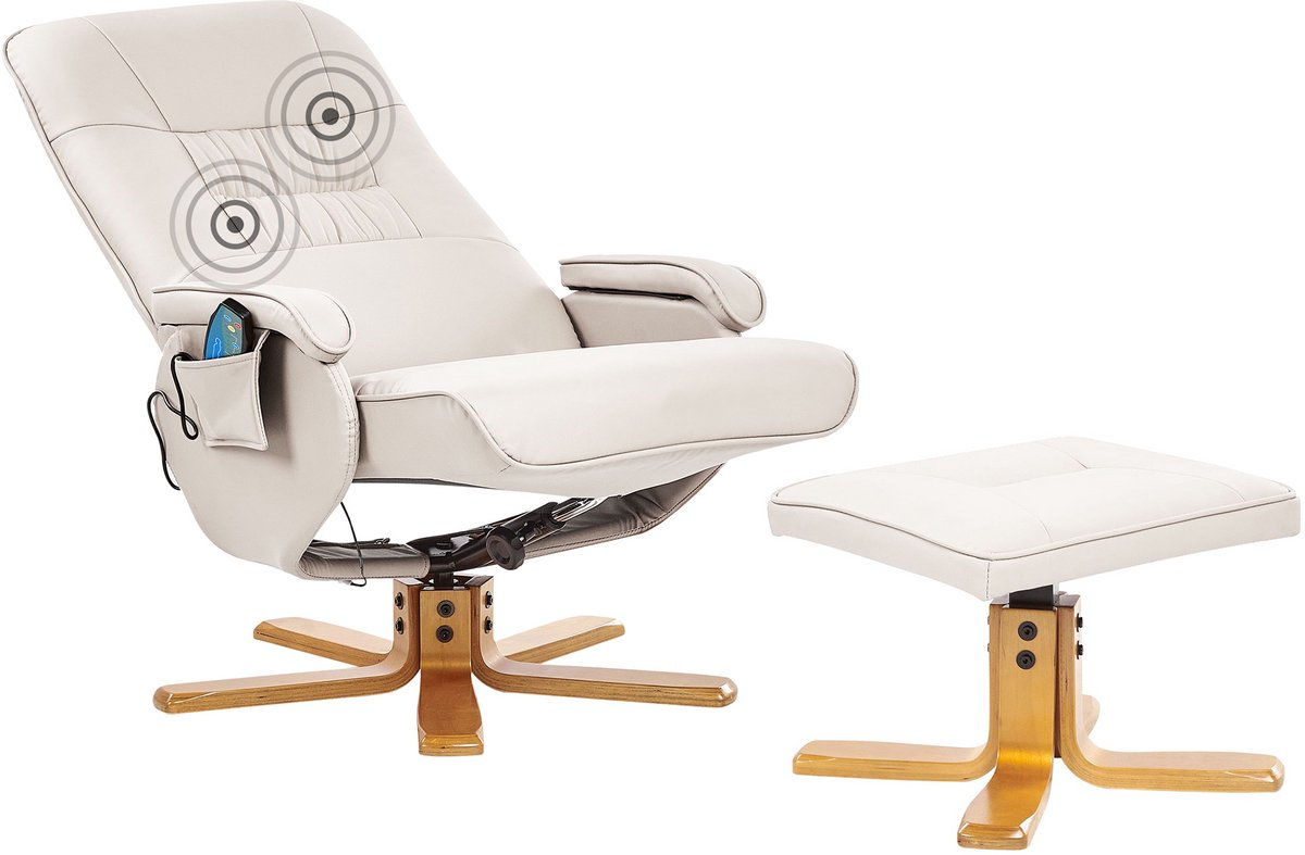 Beliani RELAXPRO - Relaxfauteuil met voetenbank - Lichtbeige - Kunstleer