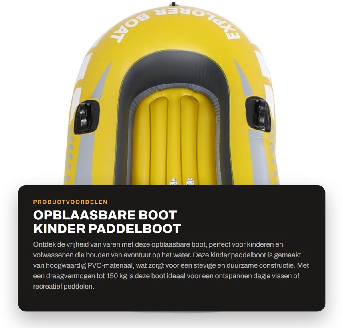 Inovra- Opblaasbare Kajak 1 Persoon - PVC Materiaal - Draagvermogen 150 kg - Opvouwbaar Ontwerp - Dubbel Ventiel - Geschikt voor Peddelvervanging - Peddelboot