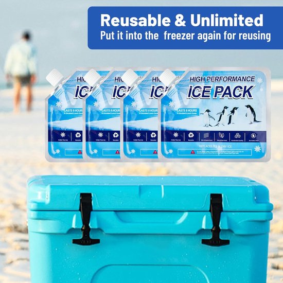 SnelShoppen - Herbruikbare IJs Packs voor Koelbox, 4 Stuks Lunchbox Vriezer Packs, Koeling IJs Packs voor Camping, Vissen, Medium van Snelshoppen — afbeelding 5