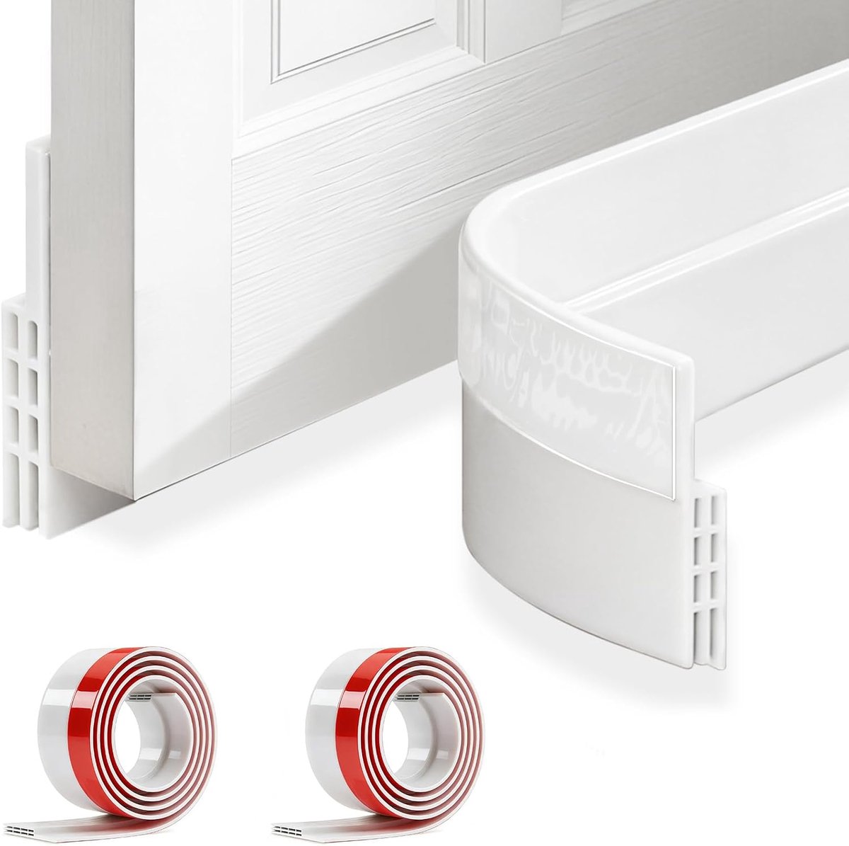 Thijox - 2-pack Deurafdichtstrip - Zelfklevende Tochtstopper voor Binnen/Buitendeuren en Ramen - Witte Rubber Afdichtstrips voor Wind, Lawaai en Stof