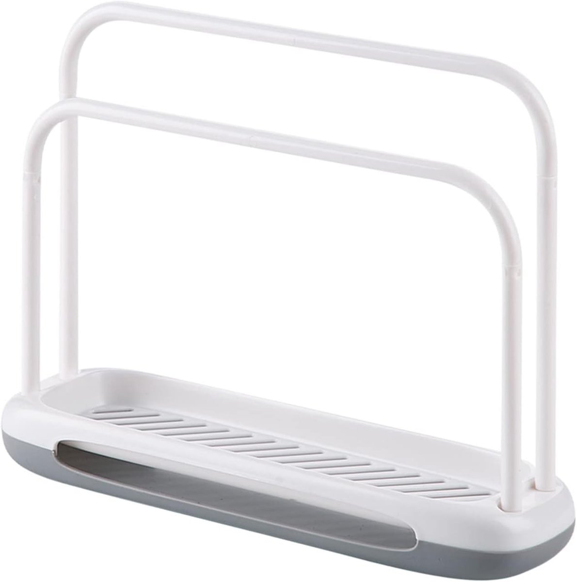 2-in-1 Afwaspons Houder en Werkblad Organizer voor Keuken en Badkamer met Afvoer Kom en Ruimtebesparend Ontwerp