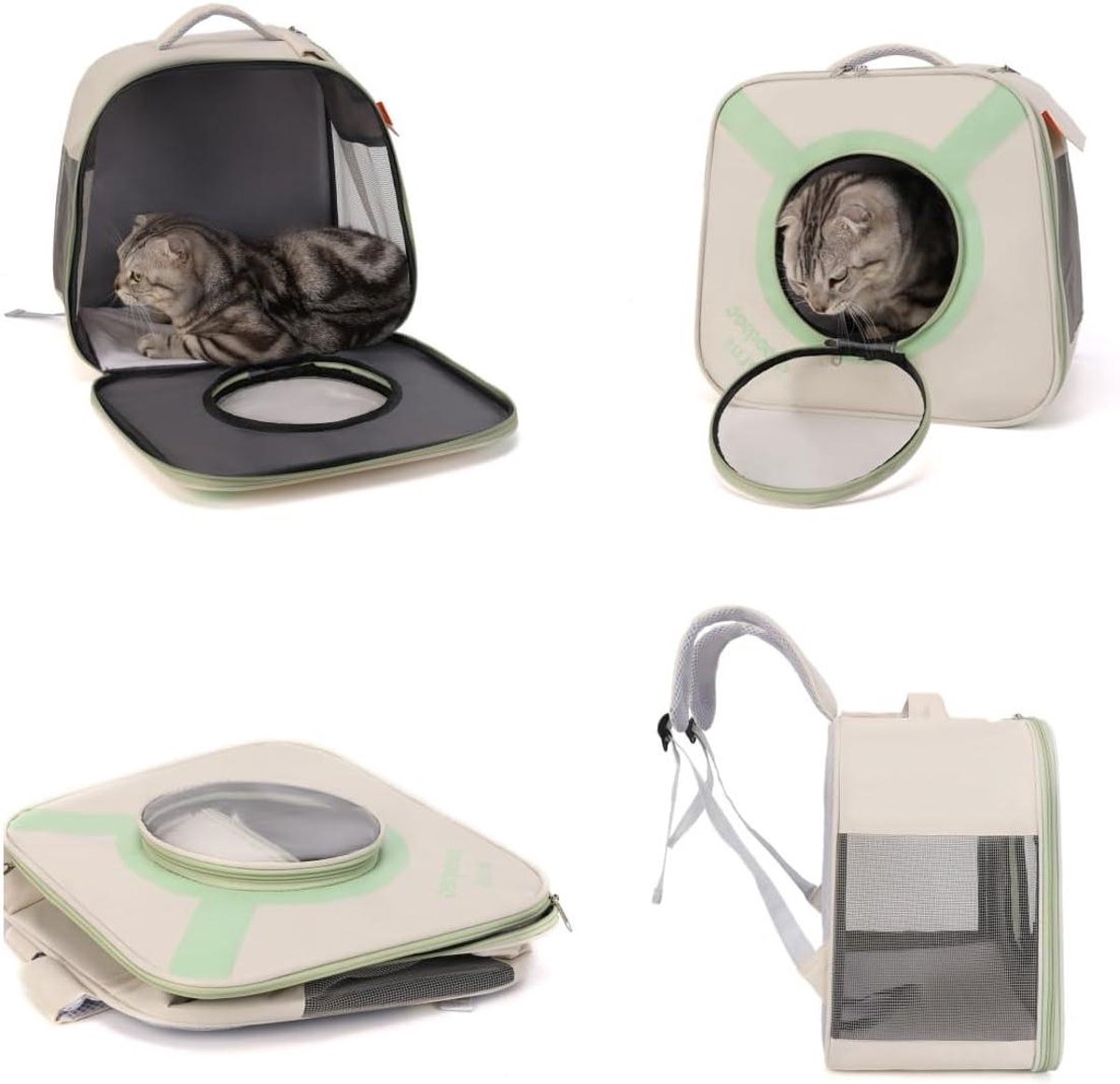 Dieren Rugzak - Draagtas - Reizen met huisdier - Inklapbaar anti-ontsnapping - 40 x 23 x 36 cm - Groen
