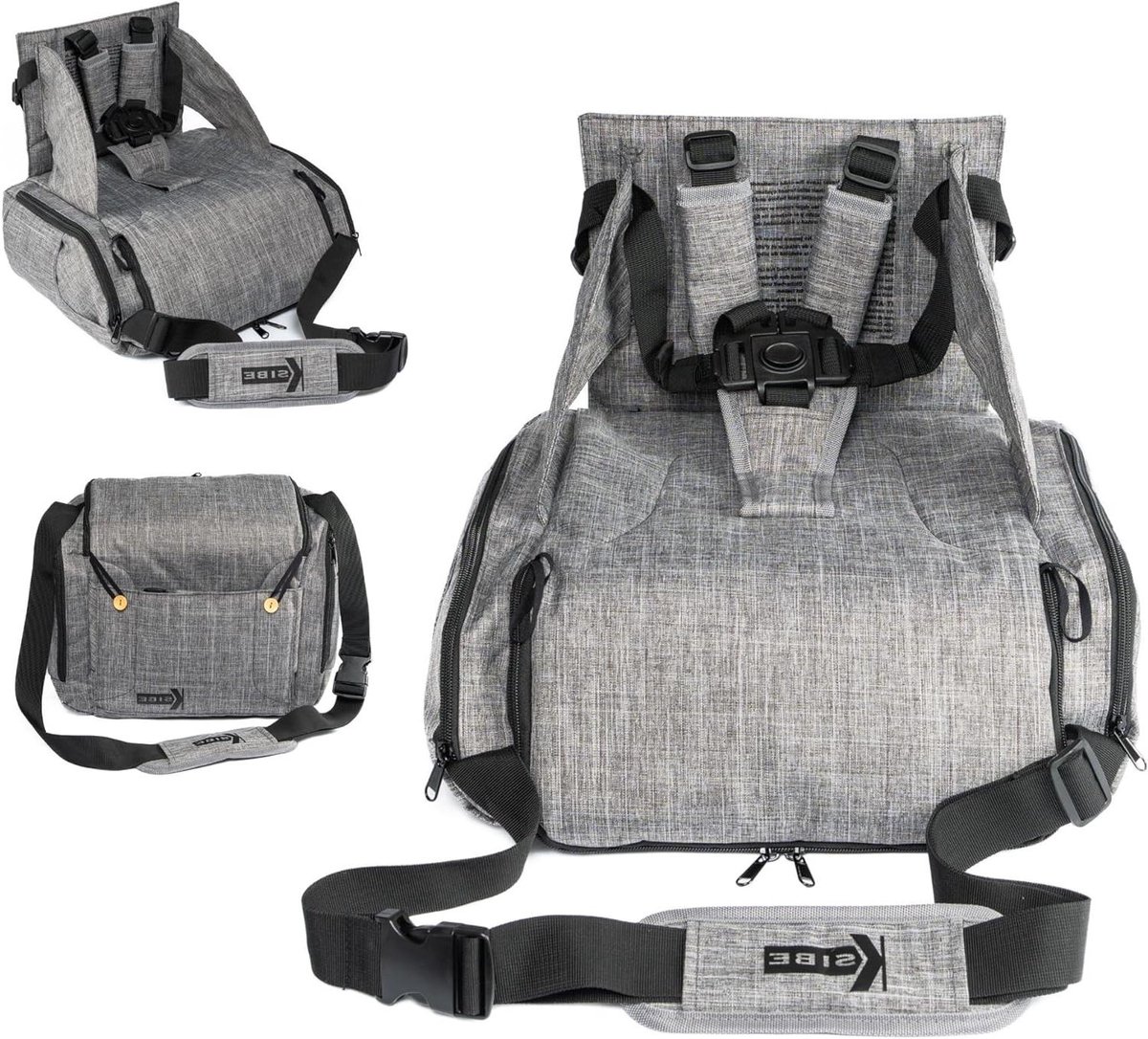 Kinderstoel Baby - Stoelverhoger Opvouwbaar - Veilige Maaltijden - 2-in-1 Functie - Tot 15 kg - Grijs