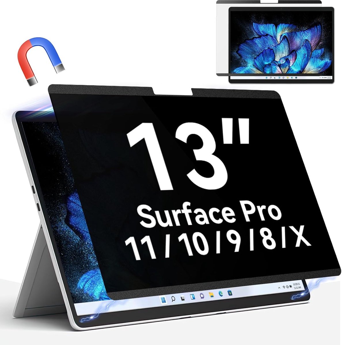 SnelShoppen - Magnetisch Privacyfilter voor 13 Inch Microsoft Surface Pro 9/Pro 8/Pro X, Anti-Blauw Licht, Anti-Spionage, Glanzend, 1 Stuk