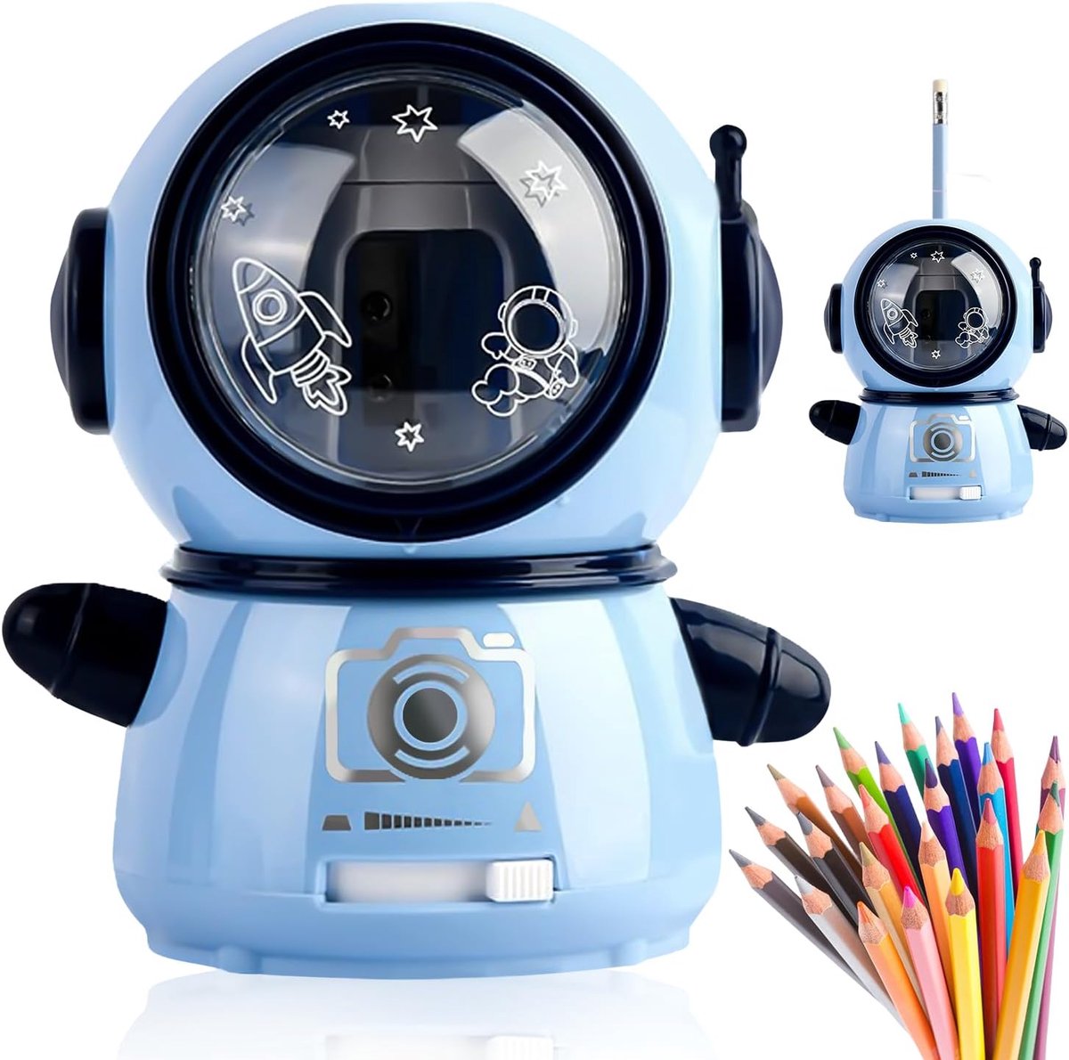 SnelShoppen - Elektrische Potloodslijper voor Kinderen - Volautomatisch, Drie Instellingen, Astronaut Design, Ideaal voor School en Kantoor, USB/Batte