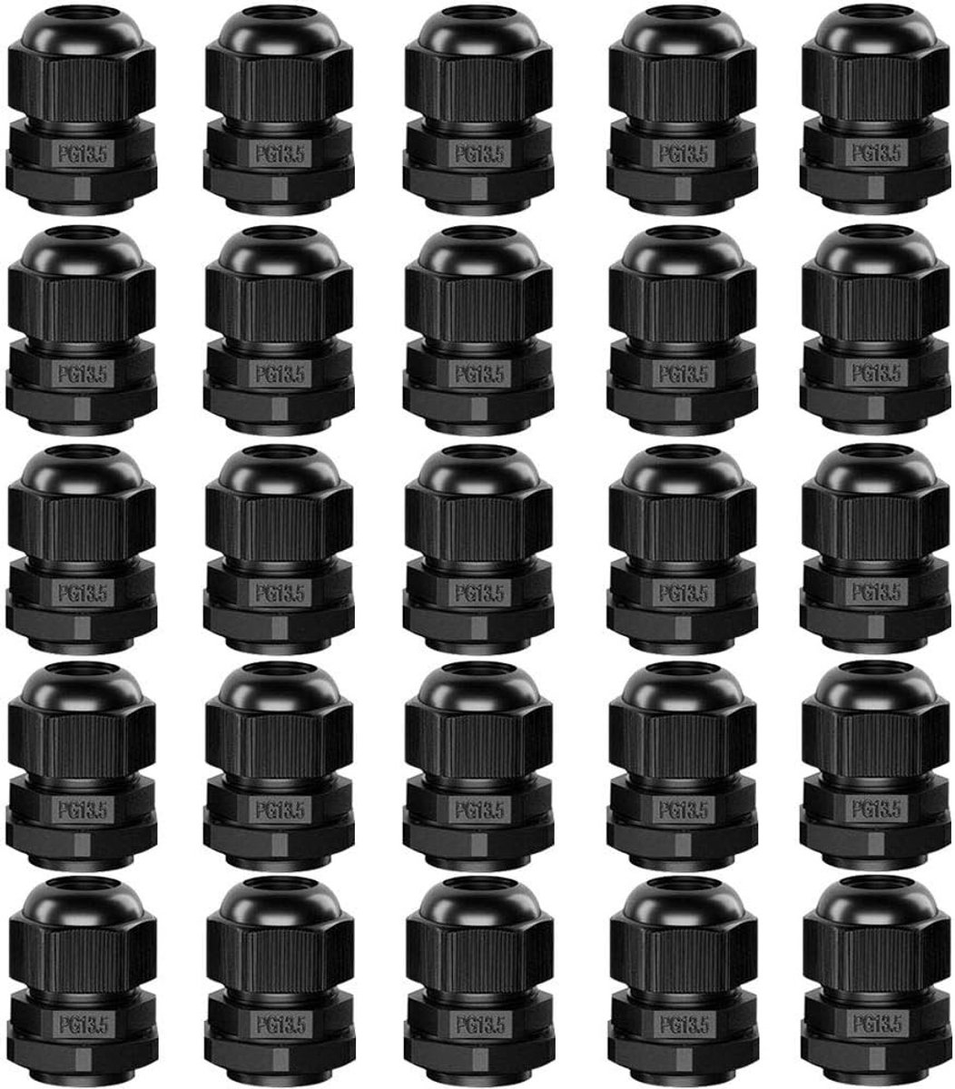 Premium Nylon Kabeldoorvoeren 25 Stuks, 6-12mm, Verstelbaar, IP68 Waterdicht, Connector voor Elektrische Kabels