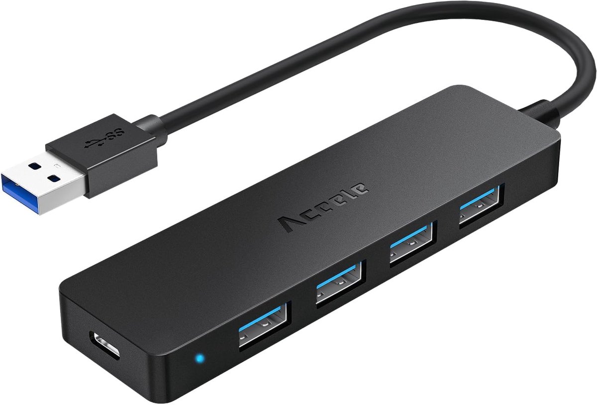 Thijox - USB-hub 4-poorts USB 3.0 verdeler, ultra slim en lichtgewicht voor MacBook Pro/Air/Mini, iMac, Notebook PC, laptop, HDD, draagbare data hub