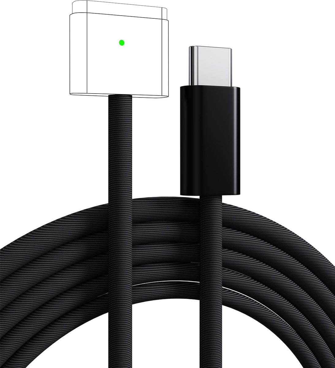 Thijox - USB C naar magnetische 3 kabel 140W voor MacBook Air M2/M3/M4, Pro M1/M2/M3 2M met LED-indicator, oplaadkabel voor laptop, snelle oplader, ty