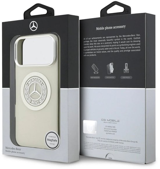 Mercedes-Benz Back Cover - iPhone 17 Pro Max - Grijs - Magsafe - Schokabsorberend - Vintage Logo van Merkloos — afbeelding 4
