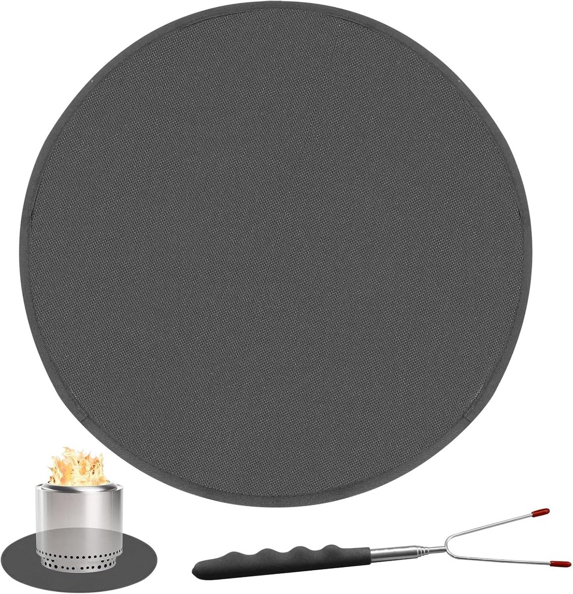 Hittebestendige Mat voor Onder de Vuurschaal, BBQ Mat met Inklapbare Barbecuevork, Vuurvaste Tafelmat voor Veilig Koken en Grillen