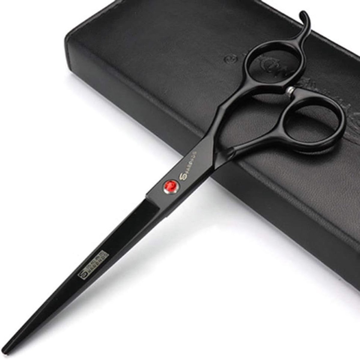 Professionele 7 inch Kappersschaar voor Haarstylisten - Links- en Rechtshandig, Zwart, Precisie Knippen, Salon Gereedschap, Kappersaccessoires