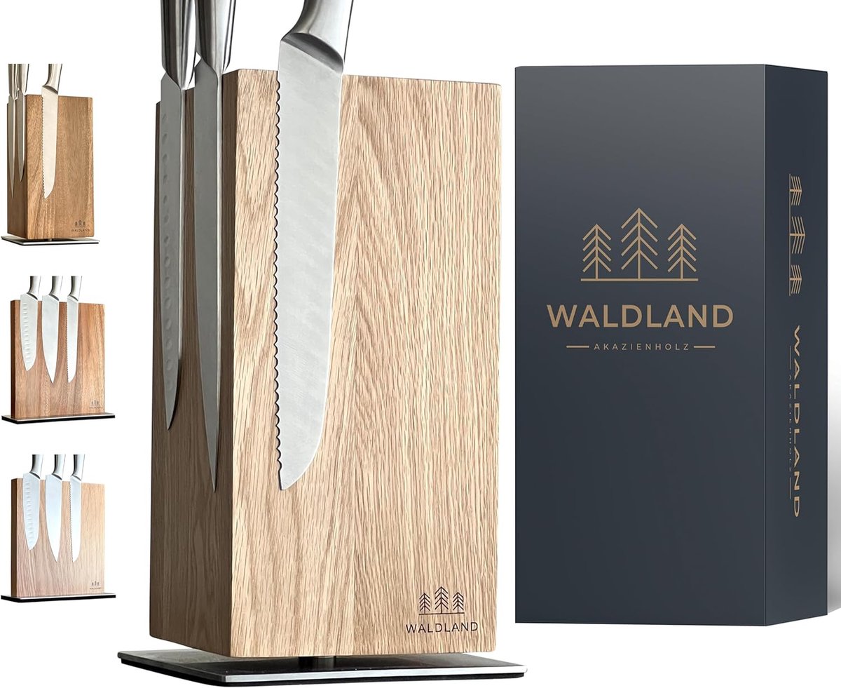 Thijox - Premium Magnetisch Messenblok 360° Draaibaar van Eikenhout - Robuuste Messenhouder voor Keuken - Houten Messenblok zonder Messen - Elegante e