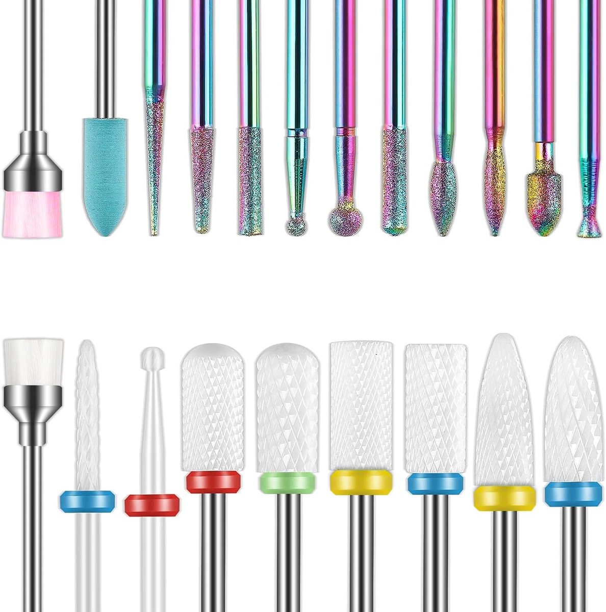 Thijox - 21 Stuks Nagelboren Set - Elektrische Nagelvijl en Keramische Acryl Gel Bits - Hardmetalen Nagelriemverwijderaar voor Manicure en Pedicure