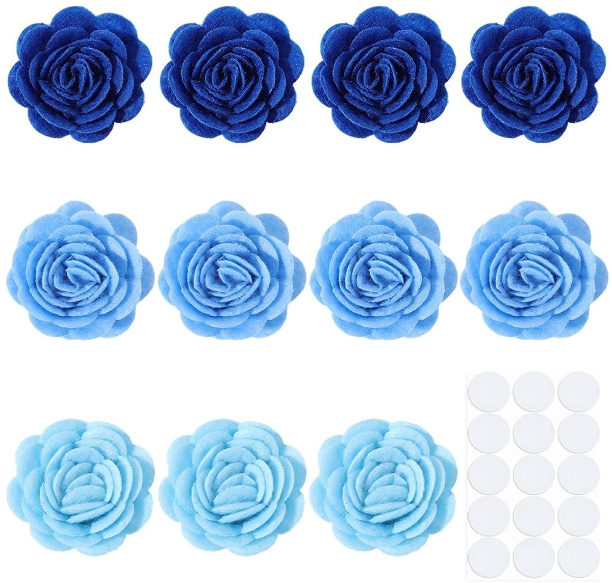 Inovra- Stoffen Bloemen 24 Stuks - Blauwe Versieringen - Niet-geweven Applicaties - Decoratie voor Bruiloft - DIY Sieraden - Levensecht 3D Ontwerp - Bloemdecoratie