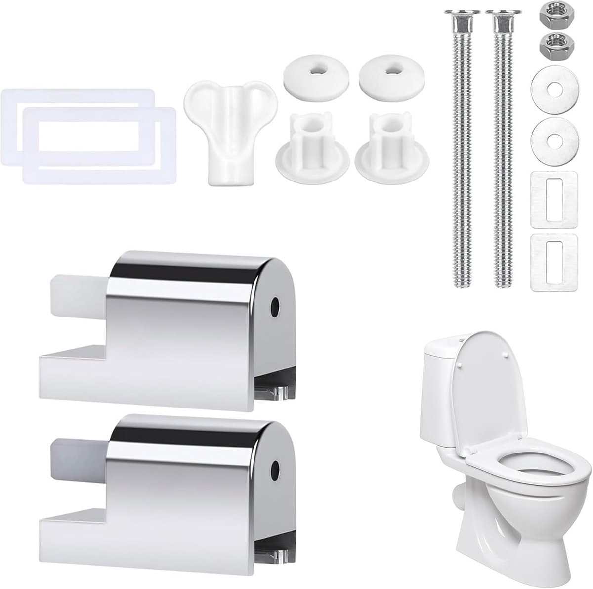 Thijox - Universele ABS Toiletbril Scharnieren - Toilet Soft Close Scharnieren - Bevestigingen Voor Toiletbrillen - Eenvoudig Te Installeren - Hoogwaa