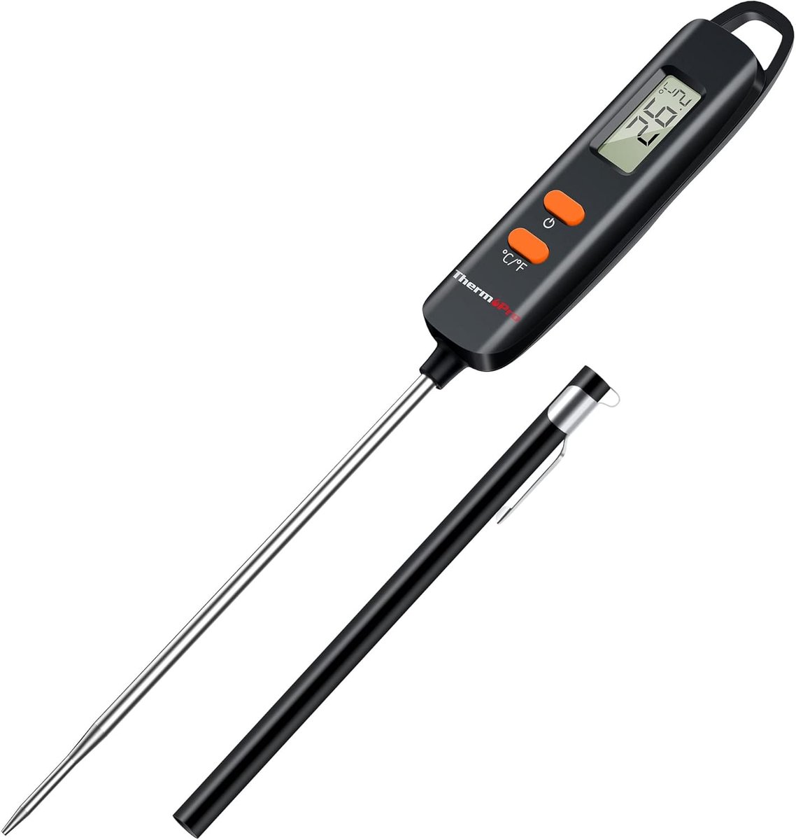 SnelShoppen - Digitale Vleesthermometer met Beschermhoesje - Keukenthermometer voor Vlees, Vloeistoffen, Gebak - Lange Batterijduur - Grillthermometer