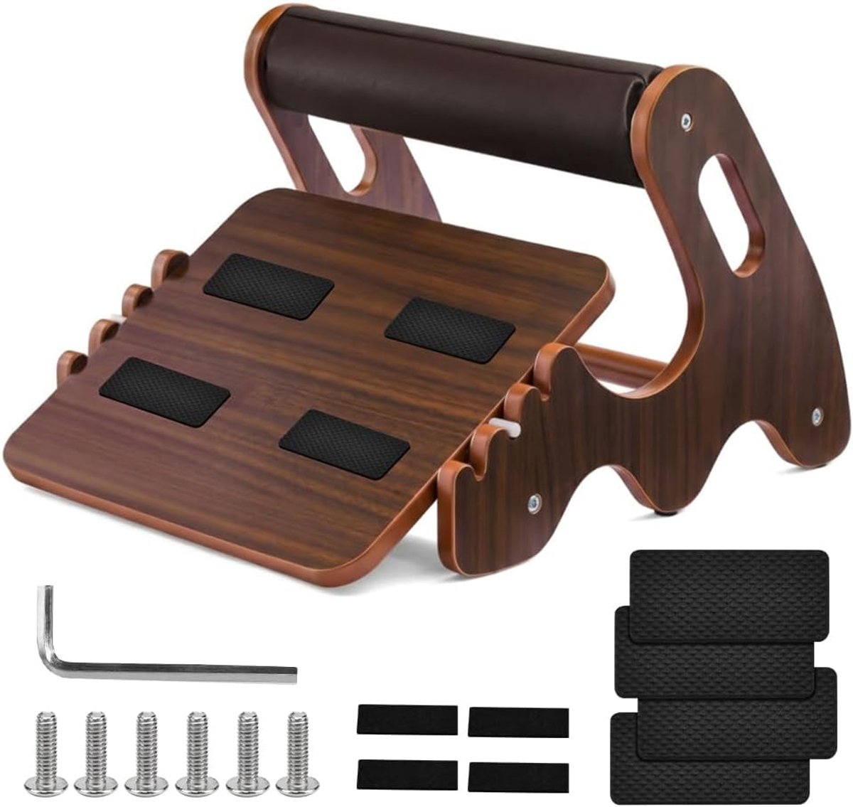 Thijox - Houten Voetsteun Bureau - Ergonomische Voetenbank Hoogteverstelbaar met Antislip - Ideaal voor Kantoor, Thuis, Reizen - Comfortabele Voetsteu
