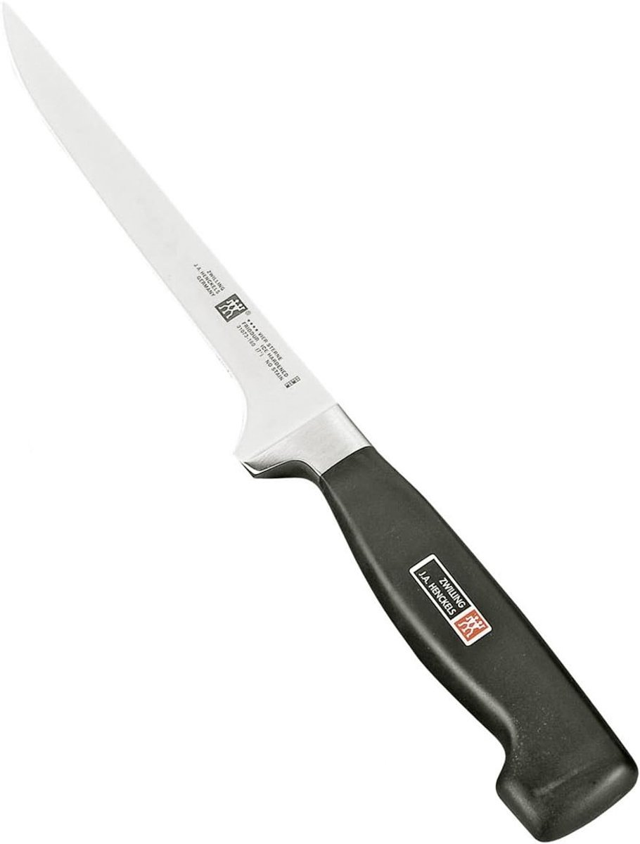 SnelShoppen - Fileermes 18 cm - Smal Lemmet - Roestvrij Staal - Ergonomisch Kunststof Handvat - Zwart - Voor Vlees en Vis - Professioneel en Hobby Kok
