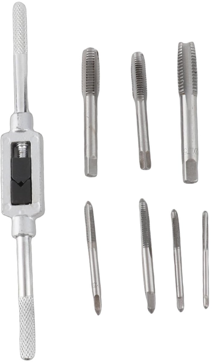 Dailygoods- Tapset 7-Delig - Verstelbare Moersleutelset - Metrische Draad M3/M4/M5/M6/M8/M10/M12 - Stalen Handvat - Voor Aluminium/Hout/Plastic - Kraanset