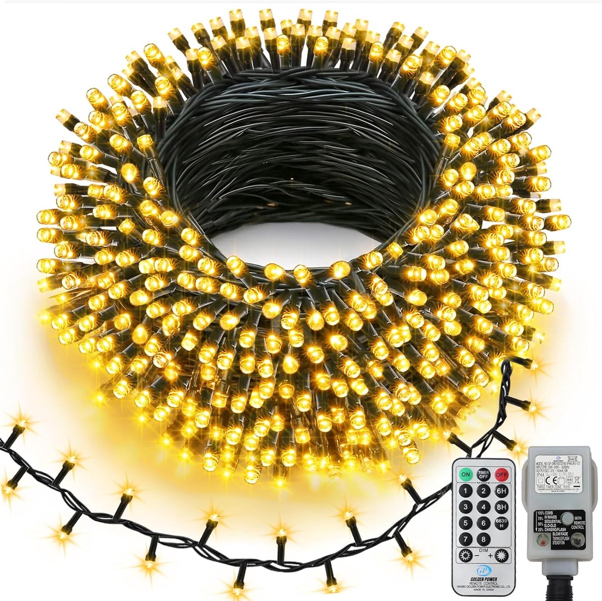 SnelShoppen - Extra lange 20M LED lichtsnoer voor buiten - 400 Warmwitte kerstverlichting met timer en afstandsbediening - Waterdicht voor tuin, bomen