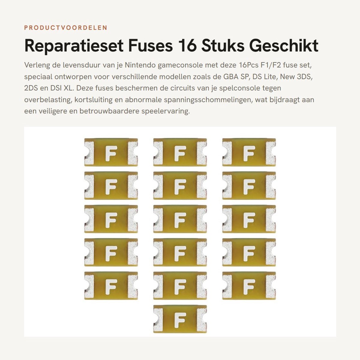 Dailygoods - Reparatieset Fuses - 16 Stuks - Geschikt voor Nintendo GBA SP en DS Lite - Elektronica Accessoires - Voor 3DS 2DS DSI XL - Inclusief dive...