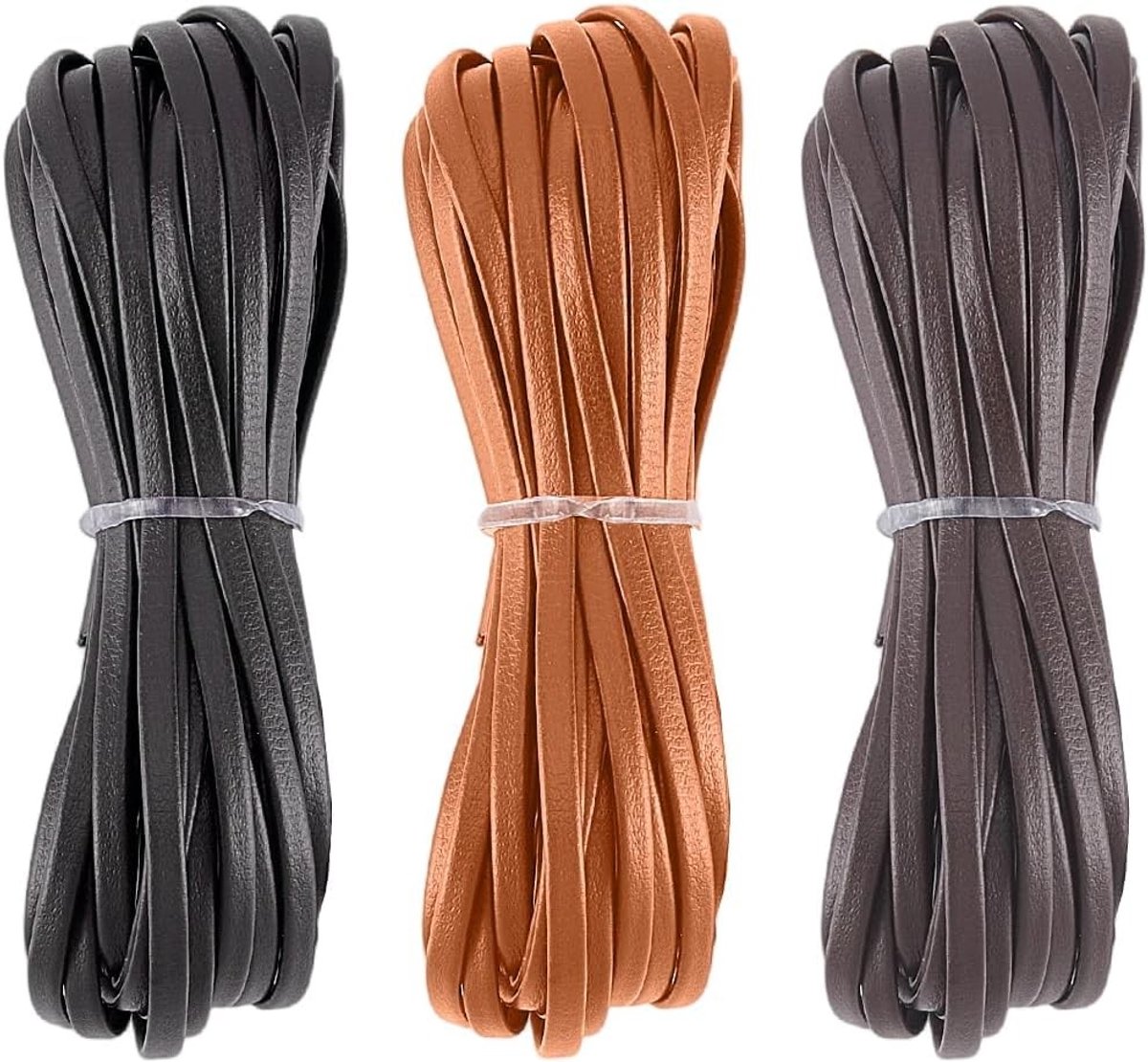 3mm Platte PU Lederen Vetersluiting in 3 Kleuren voor DIY Ambachten, Armband en Sieraden Maken, Zacht Vouwtouw voor Kralen en Kettingen