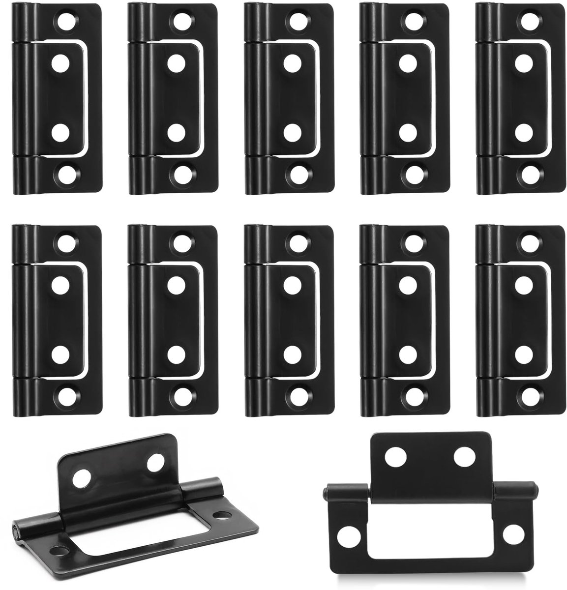 Dailygoods- Inbouwscharnieren 12 Stuks - Mat Zwart - Dempers Zonder Infrezen - Geschikt Voor Houten Deuren - Duurzaam Ijzer - 360 Graden Rotatie - Deurscharnieren