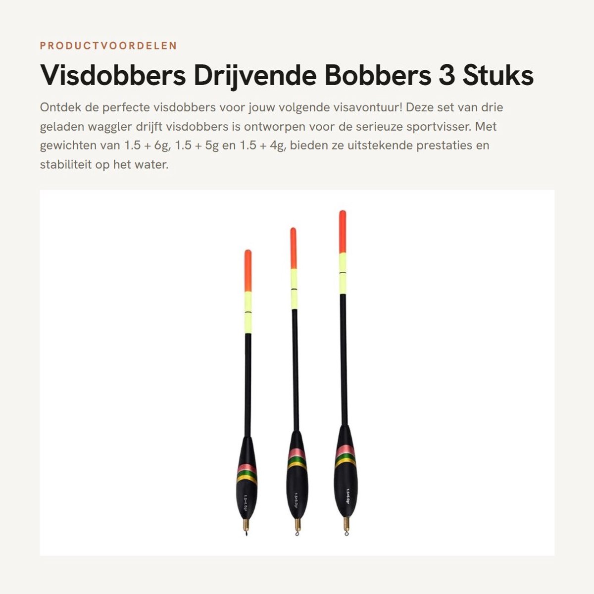 Dailygoods- Visdobbers Grof - Drijft Bobbers 3 Stuks - Gewogen Visdobbers 1.5g/5g/6g - Lichtgewicht - Premium Kwaliteit - Uitstekende Prestaties - Vissersfloat