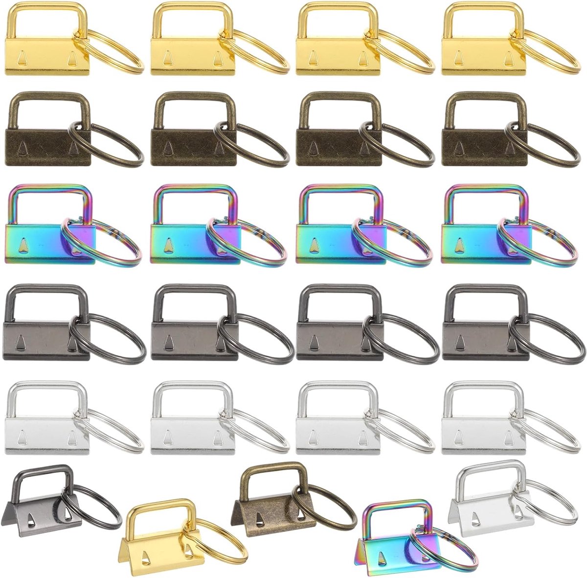 Thijox - 20 Stuks Metalen Sleutelhanger Clips, 26 mm Onbewerkte Ringen voor Sleutelbanden - IJzer, Wit, Zwart, Brons, Goud, Bont - DIY Projecten, Fees