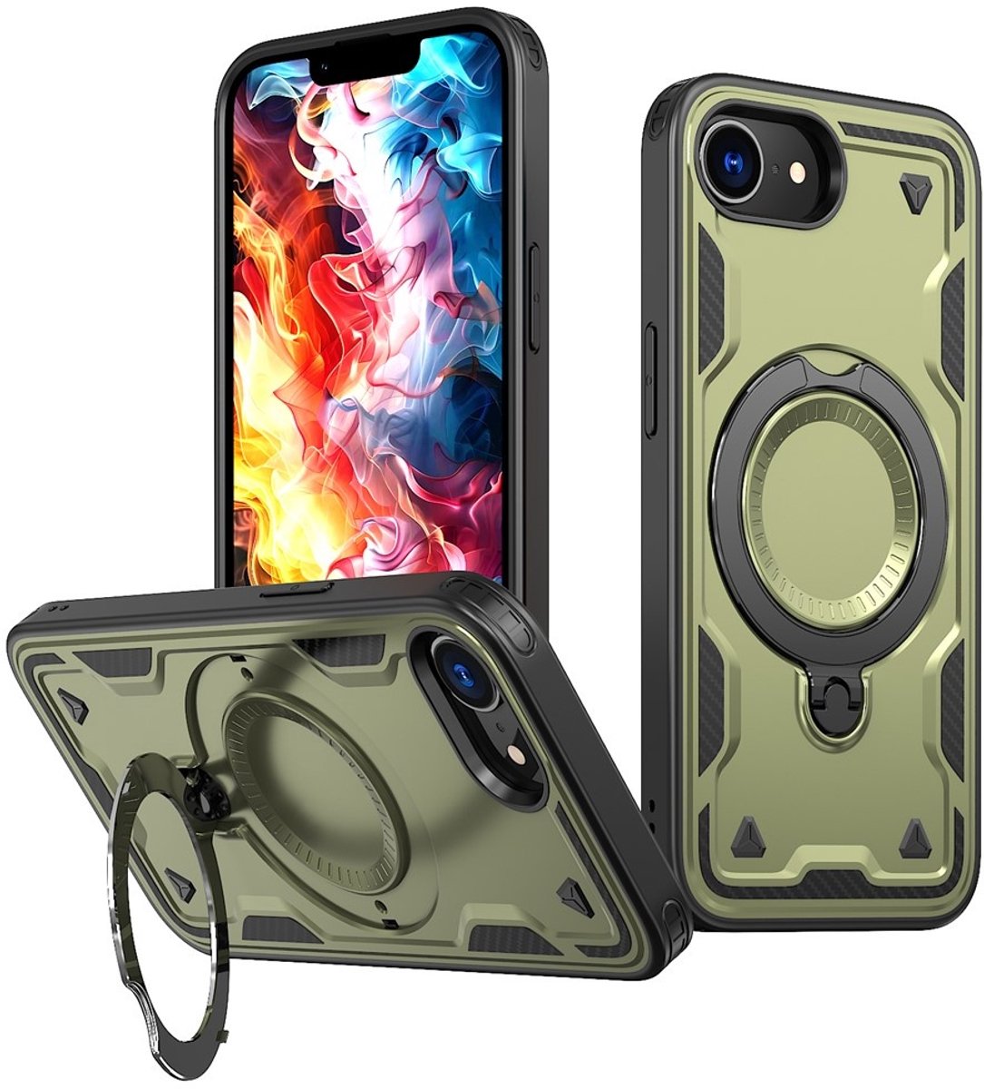 Coverup Hoesje - Geschikt voor iPhone 16e / 17e Hoesje - Coverup Armor Back Cover met MagSafe Compatible Kickstand - Groen