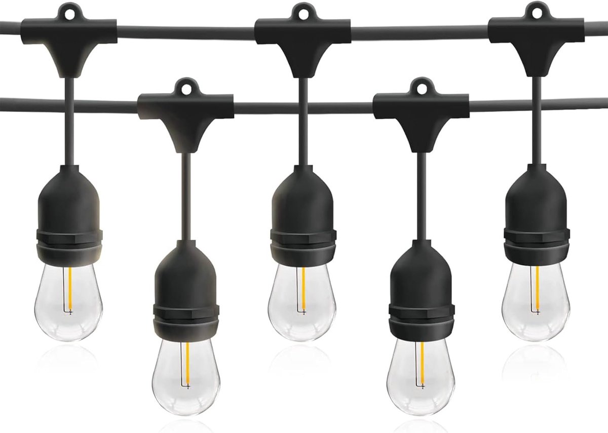 Thijox - Lichtsnoer Buiten 10 Meter 20 Lamphouders E27 Fitting IP54 Weerbestendig Uitbreidbaar Outdoor Lichtketting voor Tuin Balkon Terras Tuindecora