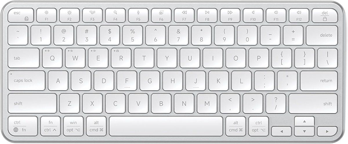 SnelShoppen - Draadloos Toetsenbord Compact QWERTY Lay-out, USB-C Oplaadbaar, Bluetooth en 2.4GHz Connectiviteit, Zilver voor Thuis en Kantoor