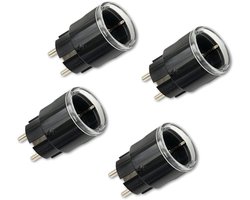 SnelShoppen - Shelly Plug S MTR Gen3 Zwart, Set van 4, Slimme Stopcontacten met Stroombewaking, Matter-gecertificeerd, Veelkleurige LED-display, Afsta