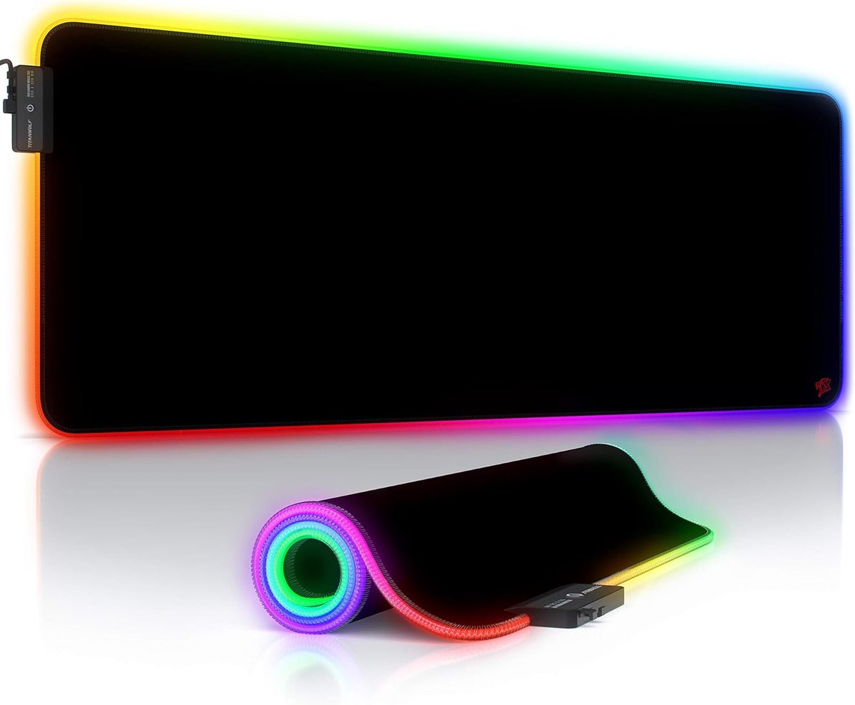 SnelShoppen - XXL RGB Gaming Muismat 800x300 mm - LED Bureauonderlegger met 11 Verlichtingsmodi en 7 Kleuren - Afwasbare Zwarte Muismat voor Gaming en