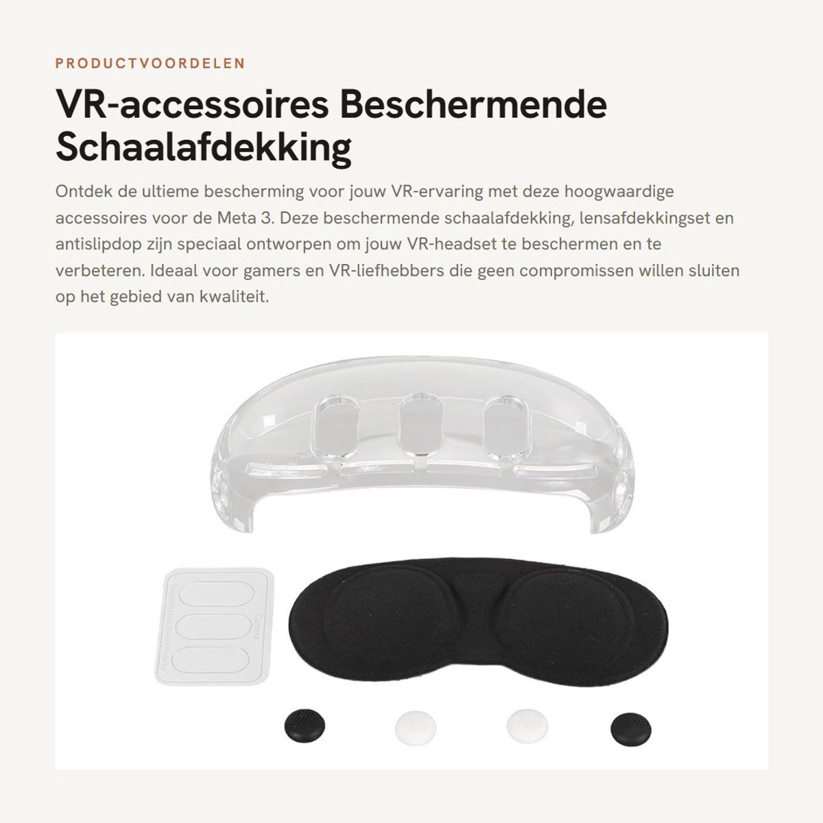 Dailygoods - VR-accessoires - Beschermende Schaalafdekking - Voor Meta 3 - Antislipdop - Lensafdekkingset - VR-headsetaccessoires - Geschikt voor Meta 3