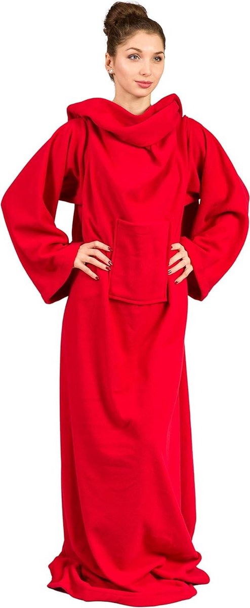 Deken met mouwen - Draagbare deken - Comfortabel ontspannen - Extra zacht fleece - 145 x 205 cm - Rood