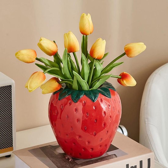 Aardbei Keramische Vaas - Fruit Bloempot - Decoratief Gebruik - Uniek ...
