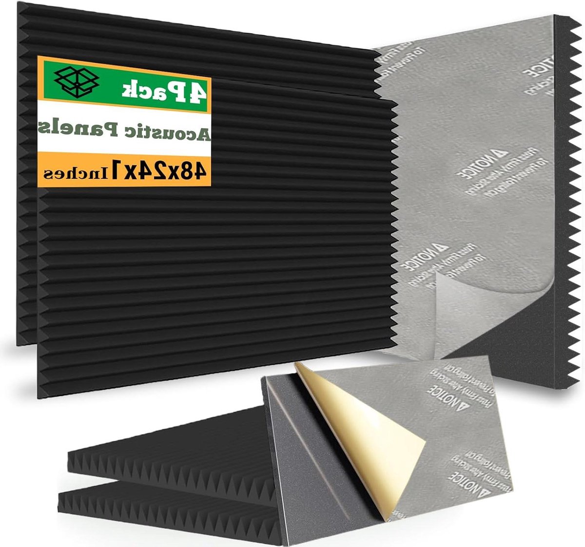 Akoestische Schuimpanelen - Geluidsisolatie Panelen - Geluidsbehandeling Ruimte - Zelfklevende Achterkant - 111 x 51 cm - Antraciet