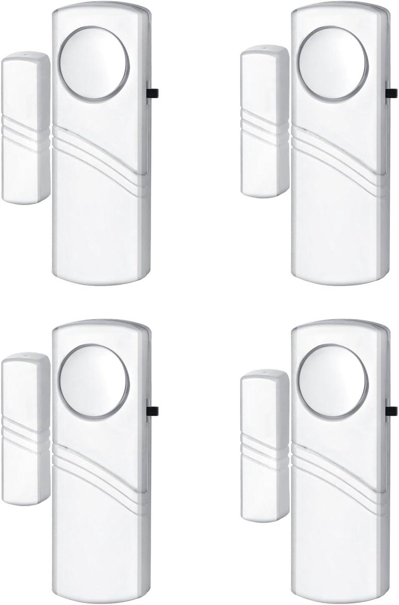Deur Raam Alarm - Inbraakalarm Sensor - Veiligheid Thuis - Luid 90 dB Alarm - 4 Stuks - Wit