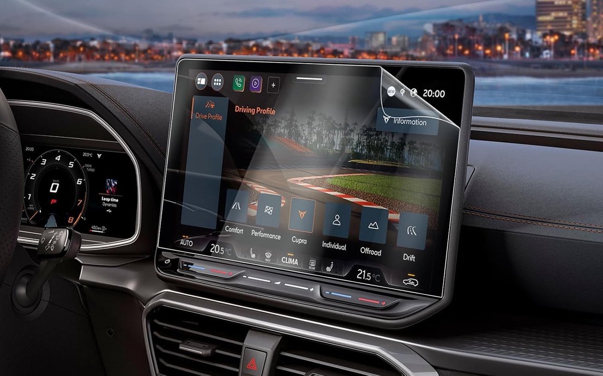 Navigatiescherm Bescherming voor Cupra Leon, Formentor en Born - 12.9 Inch Infotainment Screen Nano Plastic Film, 6H Krasbestendig, 2 Stuks