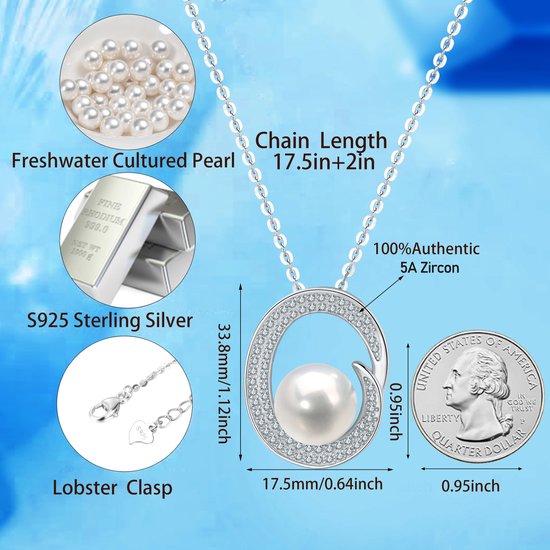Verjaardagscadeau voor vrouwen echtgenote-natuurlijke zoetwater gekweekte parelketting -Moederdag geschenken voor moeder- verjaardag Valentijnsdag cadeau voor vrouwen, moeder, vrouw, haar, 9-10 mm — afbeelding 4