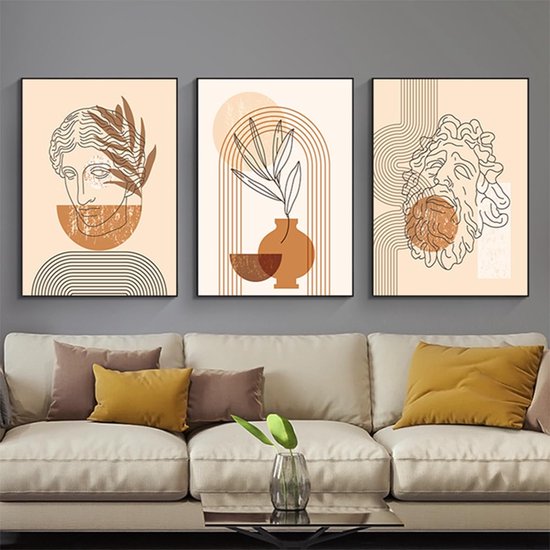 Posters abstracte botanische bladprint posters, moderne abstracte Boheemse posters, zonder lijst (afbeelding-04, 60 x 90 cm x 3 stuks) — afbeelding 2