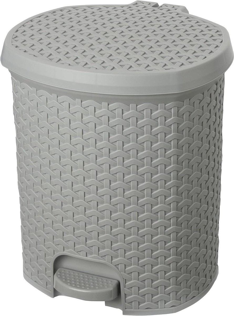 Pedaalemmer - Afvalbak - Hygiënisch Afval - Rotan Look - 11.5 Liter - Grijs