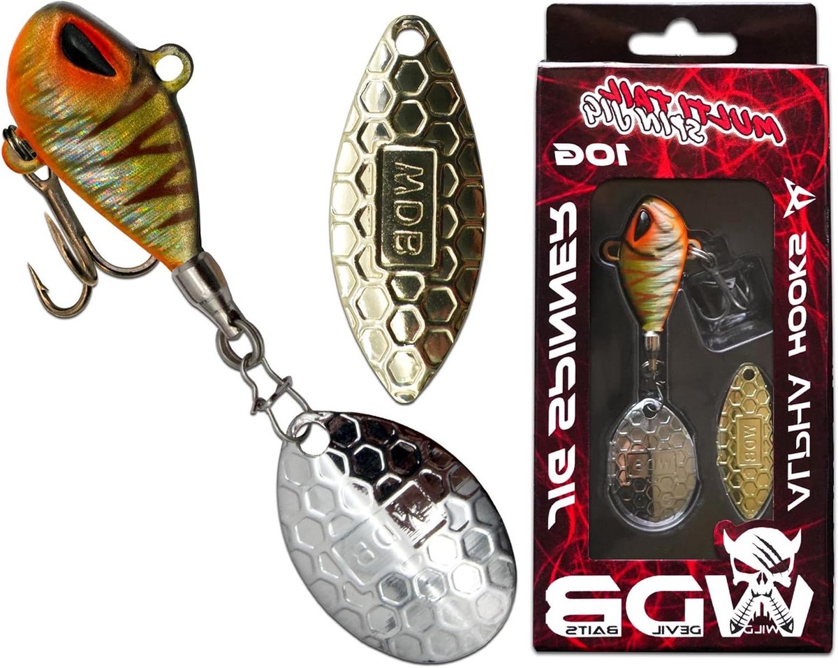 Spinner Kunstaas Loodkop - Spin Jig Visaas - Roofvis Vangen - Twee Wisselbladen - 10g - UV-perch