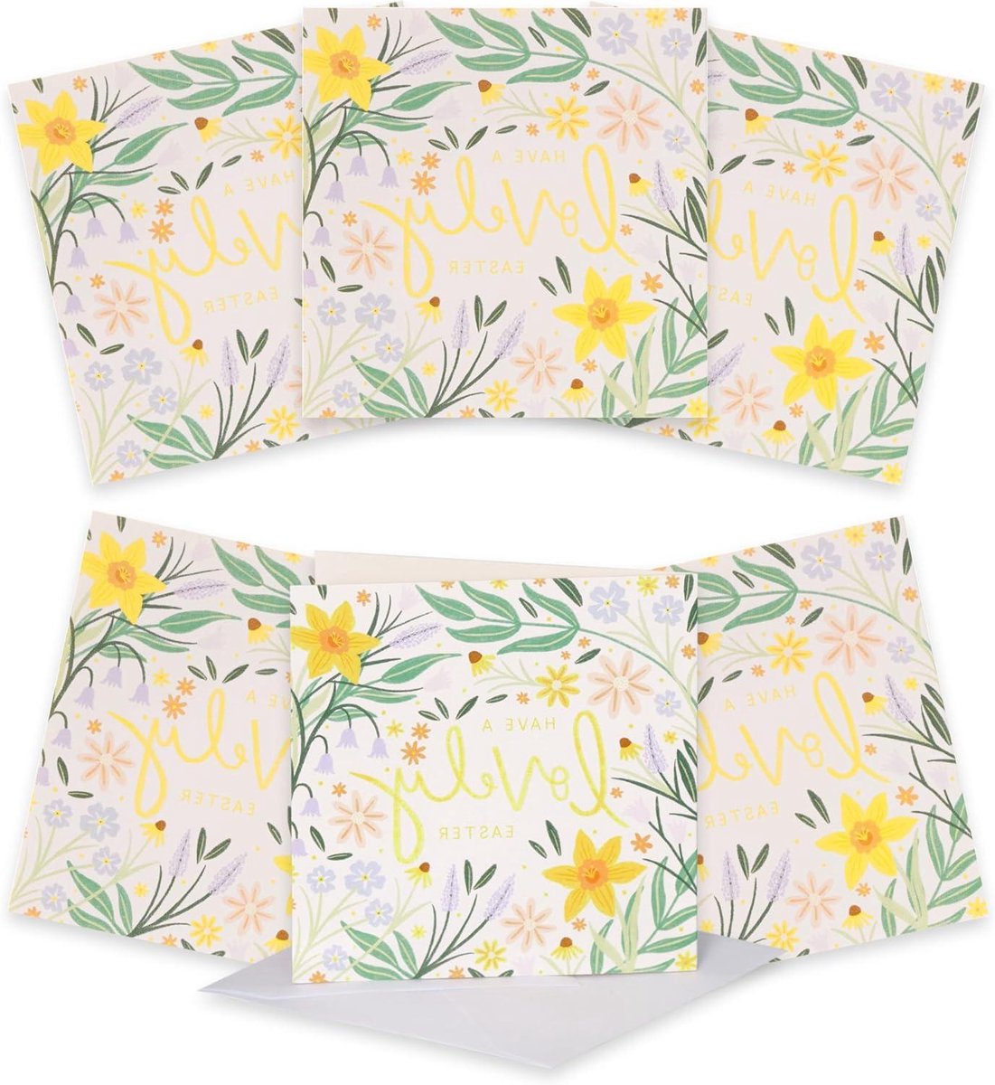 Paaskaarten Bloemen - Wenskaarten Liefdadigheid - Persoonlijke Boodschap - FSC-gelabeld Bosbouw - 90 mm x 90 mm - Meerkleurig